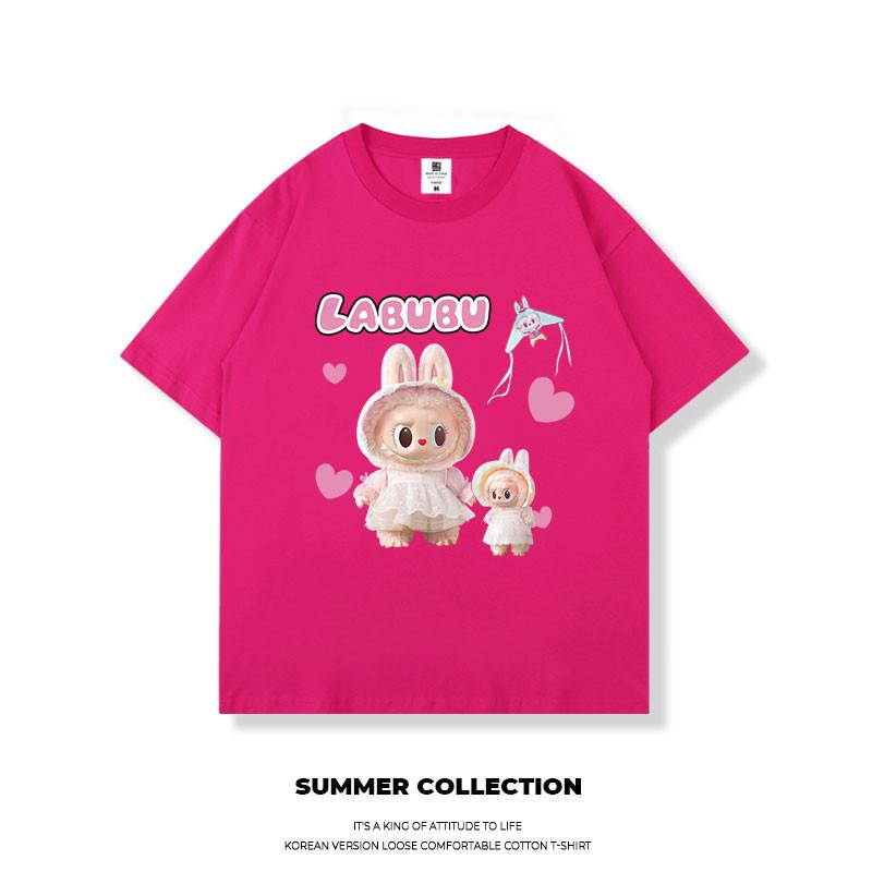 LABUBU Korean Oversize Short Sleeve T-shirt Summer Loose Unisex Tops Women Unique Blouse Baju Perempuan Murah Lengan Panjang Wanita Baggy