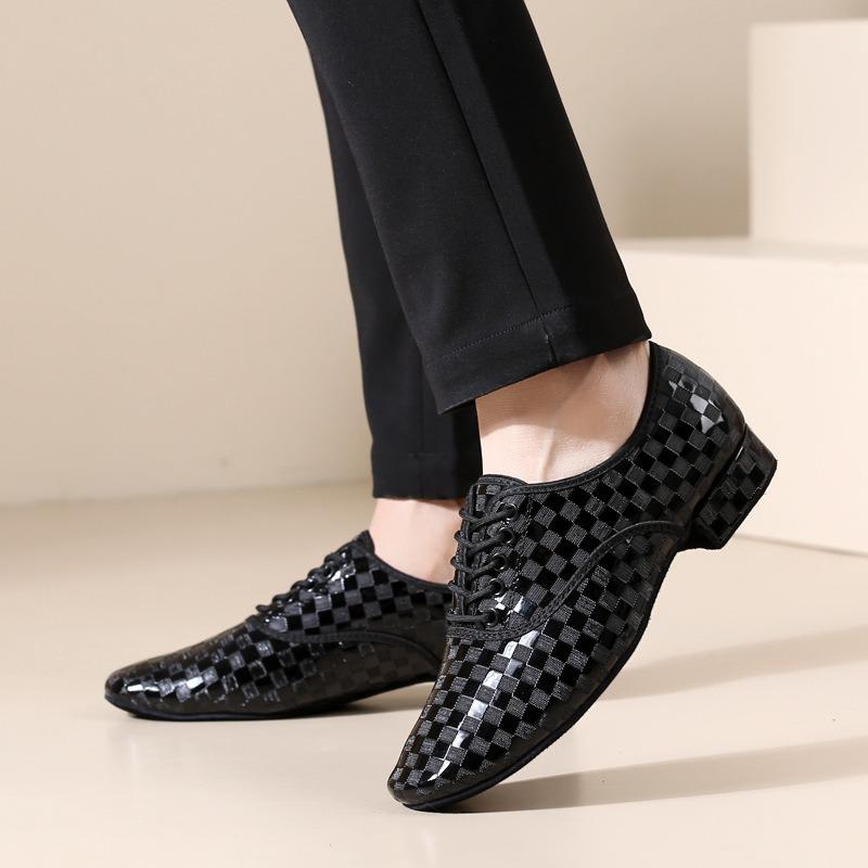 Современная мужская обувь для социальных танцев на низком каблуке, кожаная обувь для танца гитаба, обувь для вечеринок и бальных танцев, каблук 3 см, для помещений