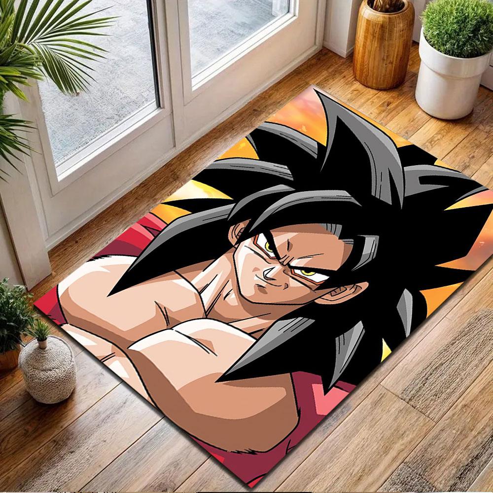 Anime Super Saiyan Character Art Patterned carpet, non slip mat suitable for living room and bedroom sofas