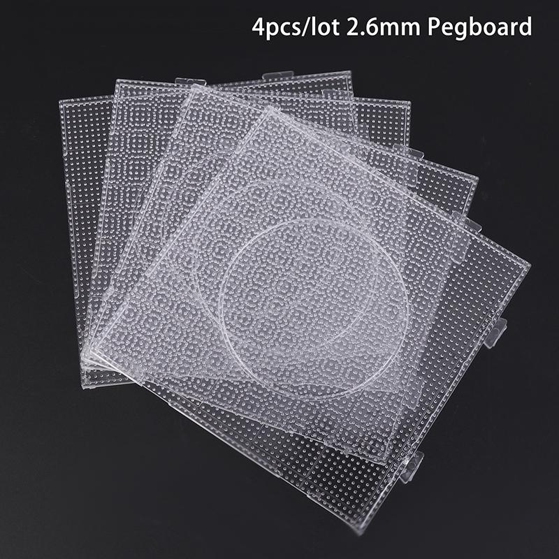 4Pcs 2.6MM Beads Pegboards Board For Perler Tool Fuse Beads Square Jigsaw Puzzle Template Children Educational Toys DIY