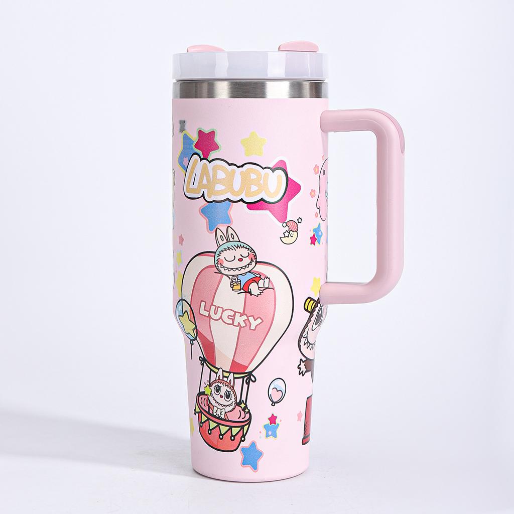 Cartoon 40oz Car Cup Creative Stainless Steel Thermos Cup Cute Large Capacity Straw Car Cup