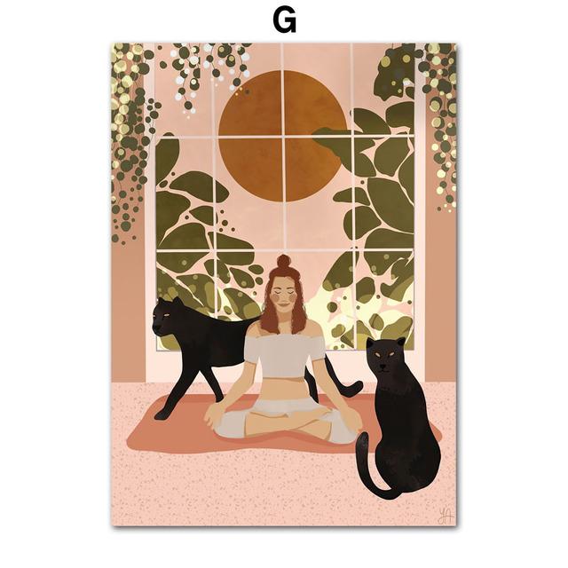 Tropical Girl Book Flower Cheetah Boho Nordic Posters And Prints Wall Art Canvas Painting Wall Pictures For Living Room Decor No Frame