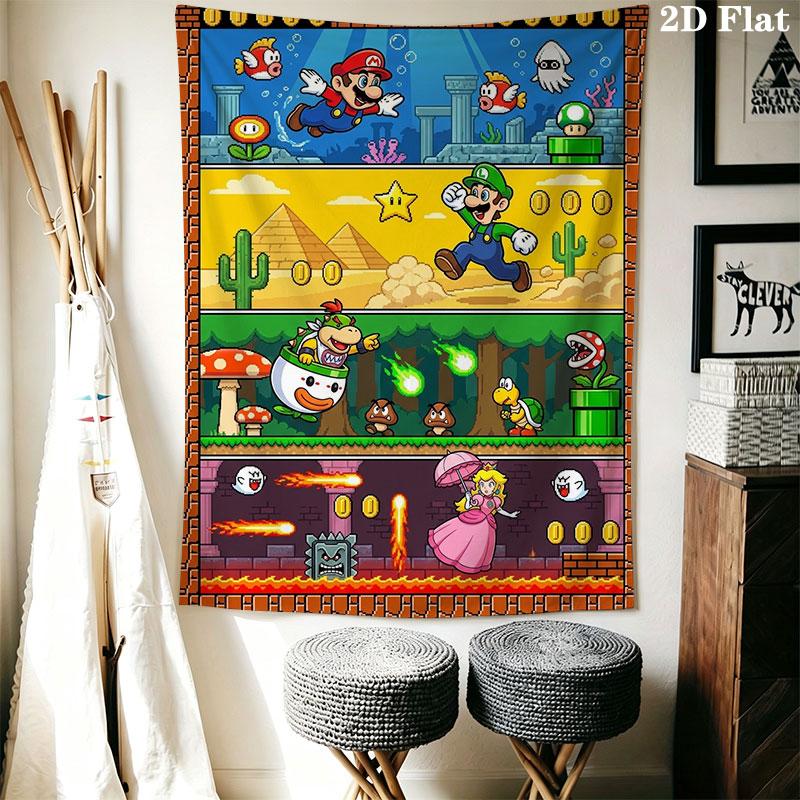 Glide Mario Cape Wall Hanging Printed Fabric Blanket Decorative Tapestries for Bedroom Living Room Home Decor