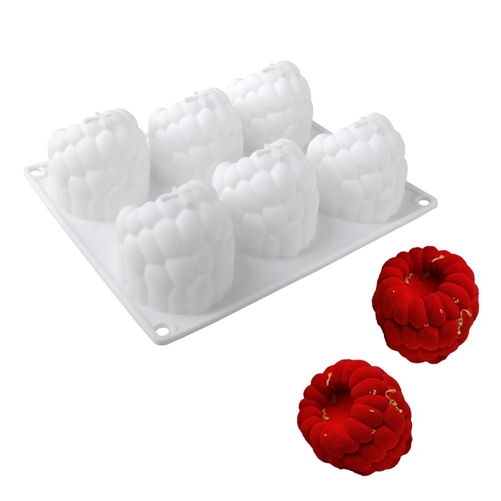 6-cavity Raspberry Mousse Silicone Mold, in the French  style Raspberry Shape for Chocolate Desserts and Baking