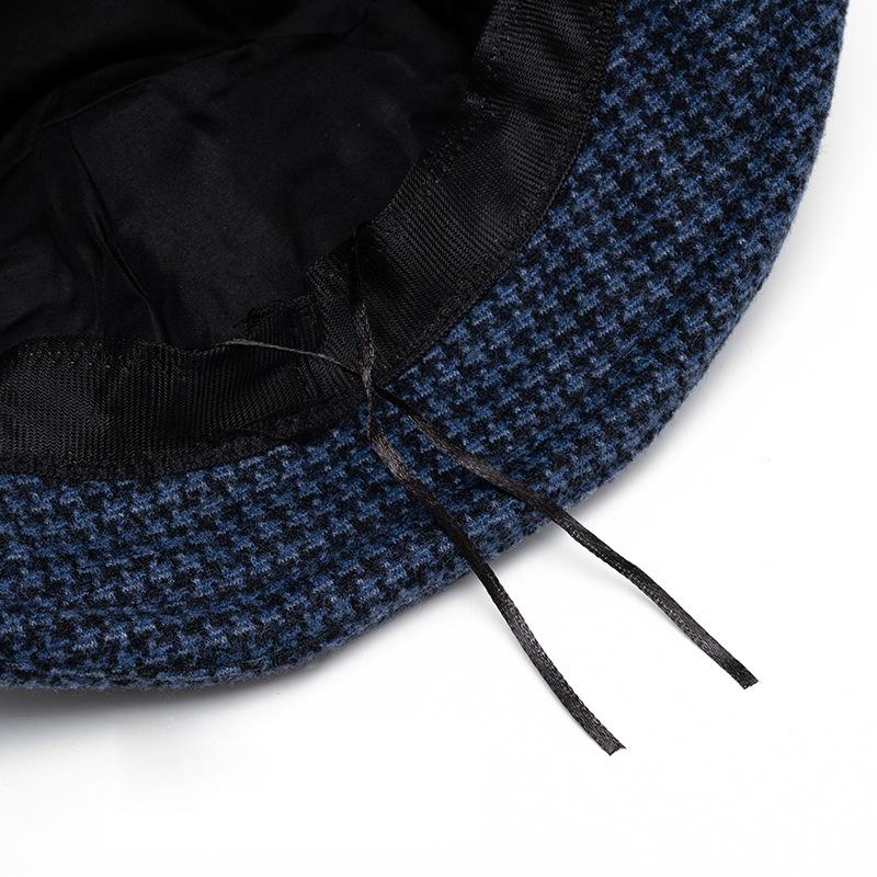 Осенне-зимняя шляпа рыбака среднего возраста, женская шерстяная толстая теплая шляпа с бантом, шляпа в клетку для мам