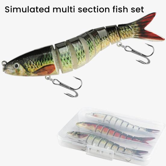 3 шт. Рыболовные приманки Твердые приманки 3D глаза Реалистичный вид Яркий цвет Многосекционные Медленно тонущие Искусственная приманка Набор рыбных приманок