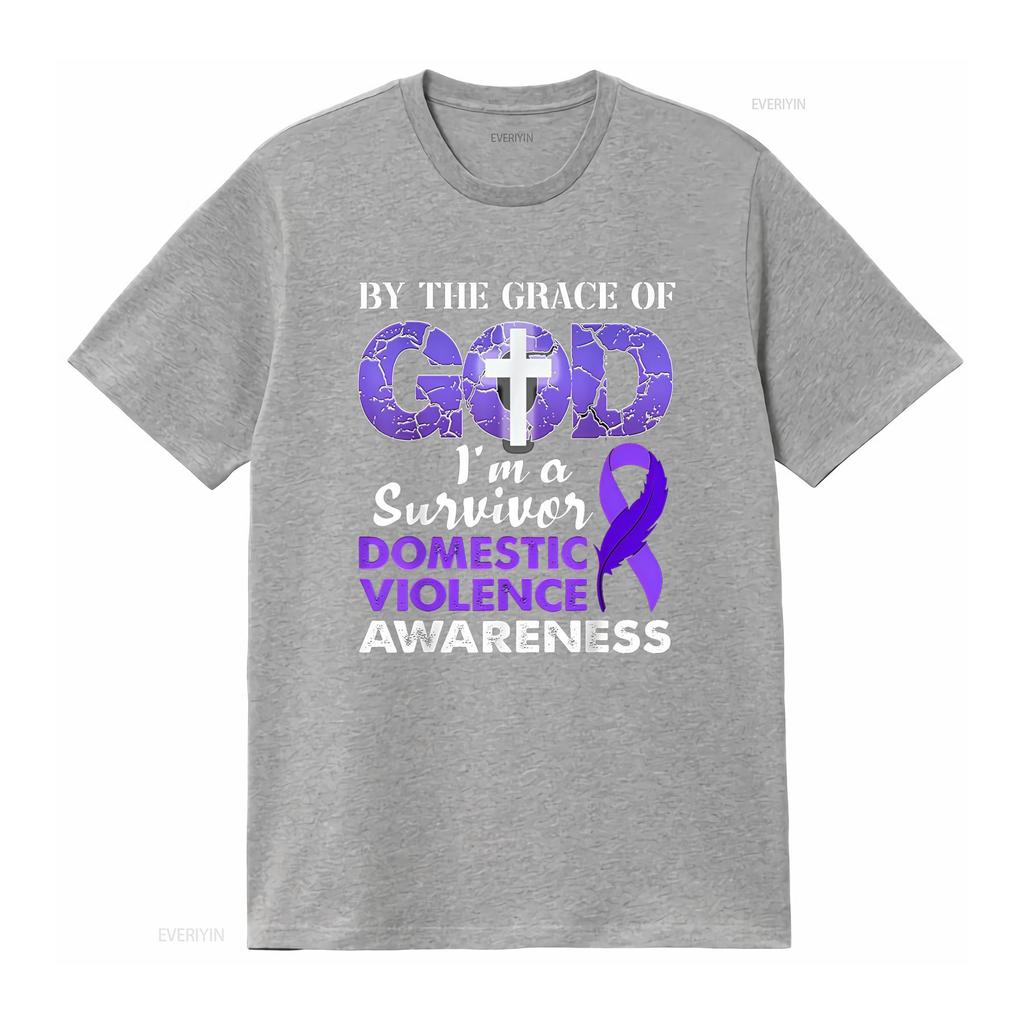 By The Grace God I m A Survivor Domestic Violence Awareness T Shirt vintage Washed Breathable Unisex Soft Comfortable Casual