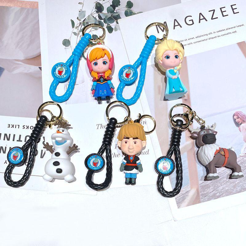 Frozen Keychain Princess Elsa Doll Anna Schoolbag Car Key Pendant Doll Claw Machine Small Gift