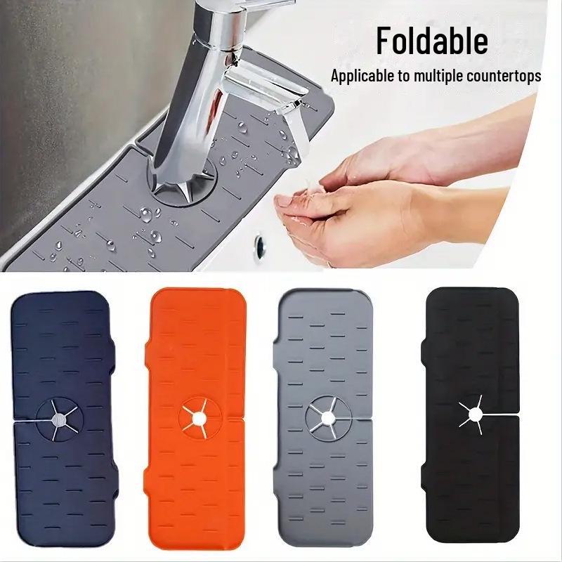 Силиконовая прокладка для слива кухонного крана с защитой от брызг - Короткая вертикальная полосатая прокладка для хранения для чистки раковины