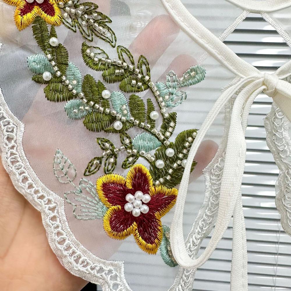 Organza Embroidery Dingzhu Shawl Collar White Detachable Shirt Collar Fashion Women's Lace Collar