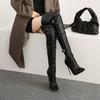 2025 New Belt Buckle Pointed High-heeled Boots Fashion Knee Boots Women's Patent Leather Stiletto Women's Boots