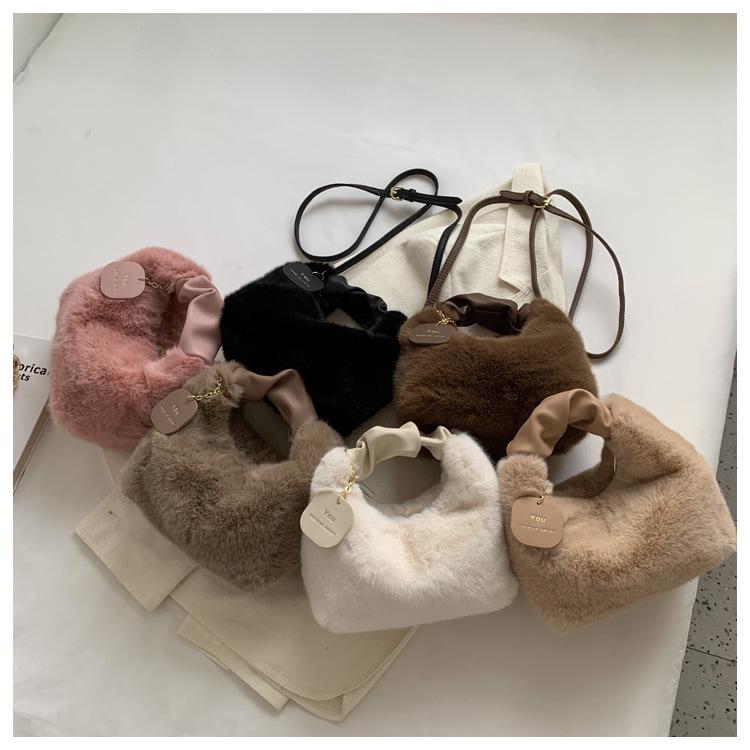 Mink-style Pleated Plush Handbag & Crossbody Bag for 2025