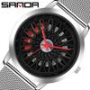 New Leisure Personality Quartz Men's Watch Creative Wheel Dial Watch Stainless Steel Mesh Waterproof Watch Men
