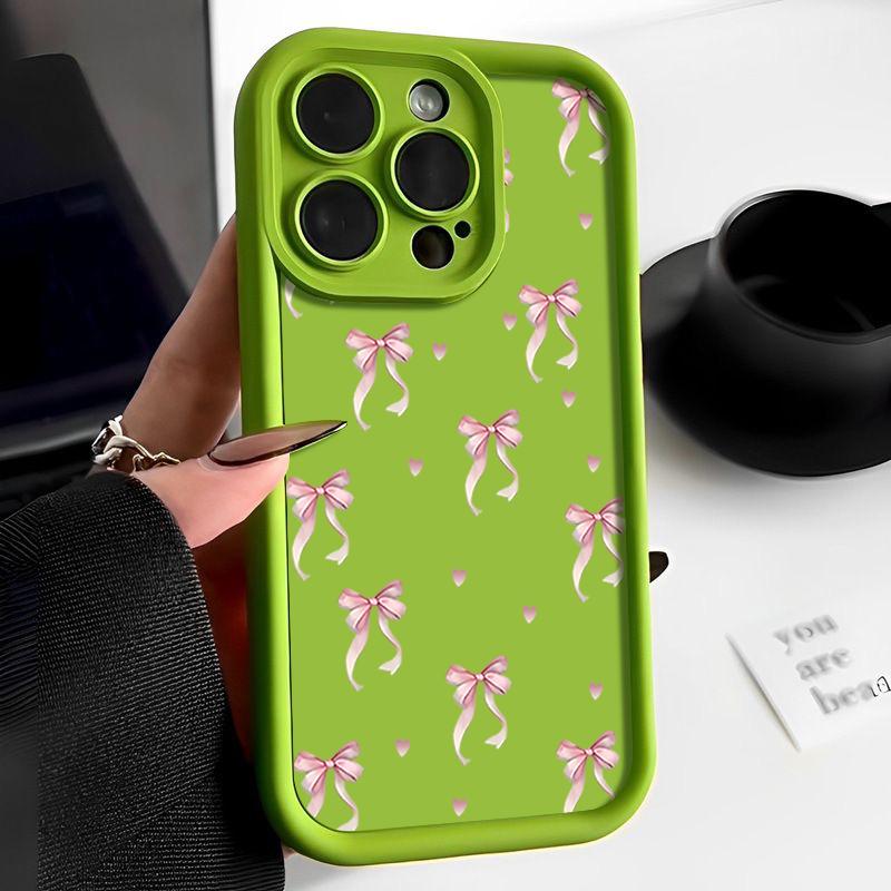 Shockproof Pink Bow Printed Case For iPhone 16 15 Pro Max 16e 14 Plus 13 12 11 Pro Max 7 8 XR X XS Soft Silicone TPU Phone Cover