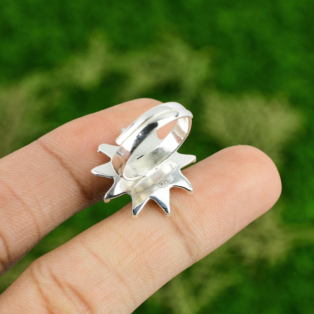 Кольцо-заявление из стерлингового серебра с камнем ларимар, на день рождения, для помолвки, обещания, в виде цветка