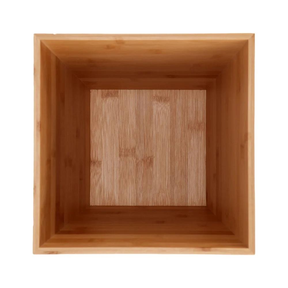 Бамбуковая корзина для мусора в ванную комнату, экологичная, компактная, с открытым верхом, современная урна для мусора, для использования в помещении, деревянный органайзер