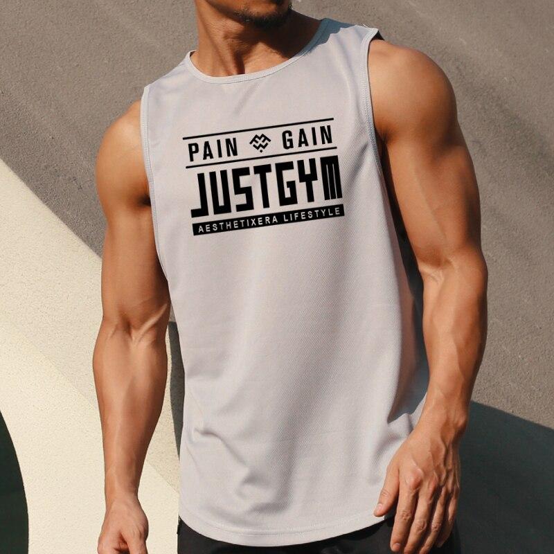 Muscleguys Sweat-absorbing and Breathable American Fashion Brand Printing Summer Fitness Vest Men's Sports Sleeveless T-shirt