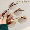 New Personality Square Frame Sunglasses Retro Yellow Men Fashion Frosted Small Frame Glasses Women Trend Two-Tone Sunglasses