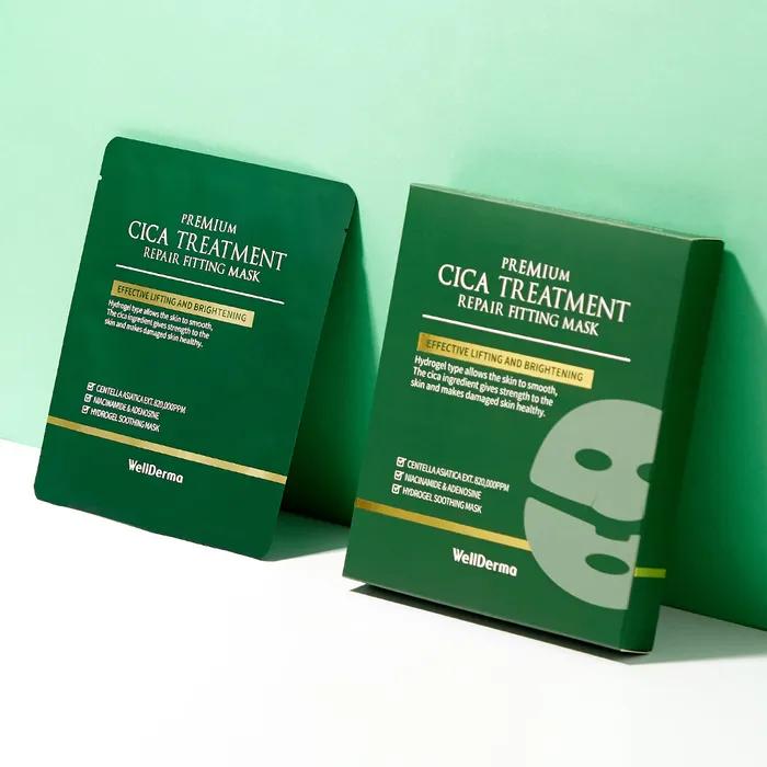 [True Moisturizing Cica Mask Pack]_Wellderma Cica Repair Hydrogel Fitting Mask Pack 4 Sheets