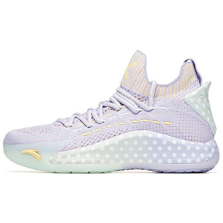 Anta Pechoin X Shock Absorbing Non-Slip Durable Mid-Top Basketball Shoes Women Basketball Shoes Purple Green 122021102-3