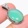 Natural Chrysoprase Gemstone 925 Solid Sterling Silver Gift Pendant 1.25" B5k54