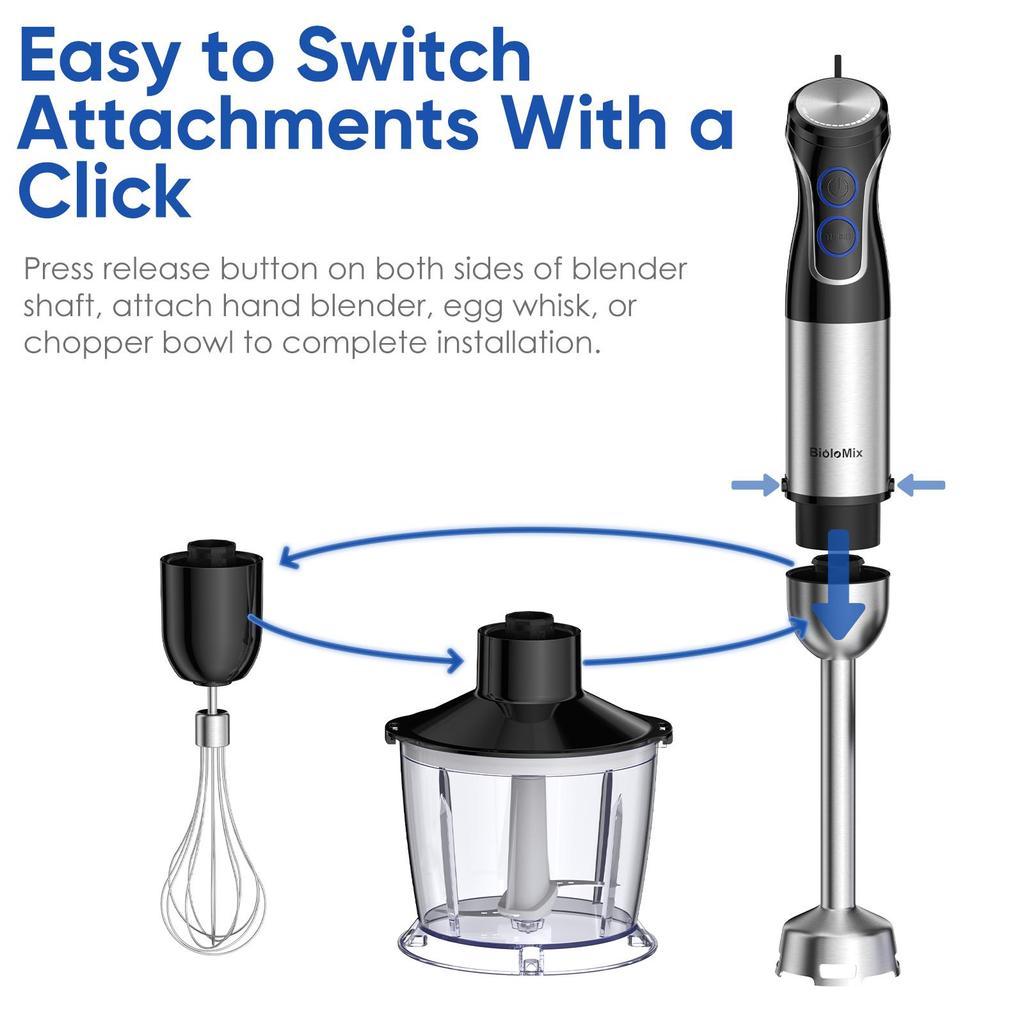 BioloMix HB‑3315 5‑in‑1 Hand Blender Multi‑function Immersion Stick Blender