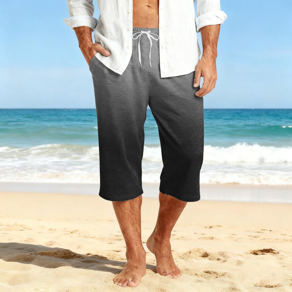 Men's Casual Drawstring Cropped Shorts