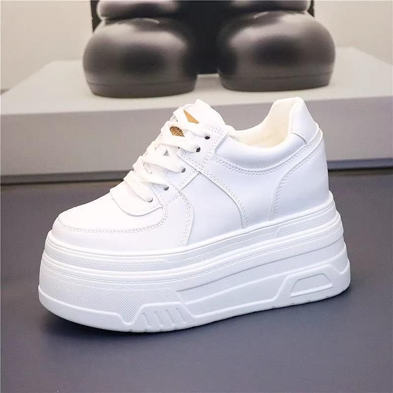 High Platform Shoes Women New Autumn Chunky Sneakers Designer Thick Sole Leather Sports Shoes Breathable Sneakers Woman