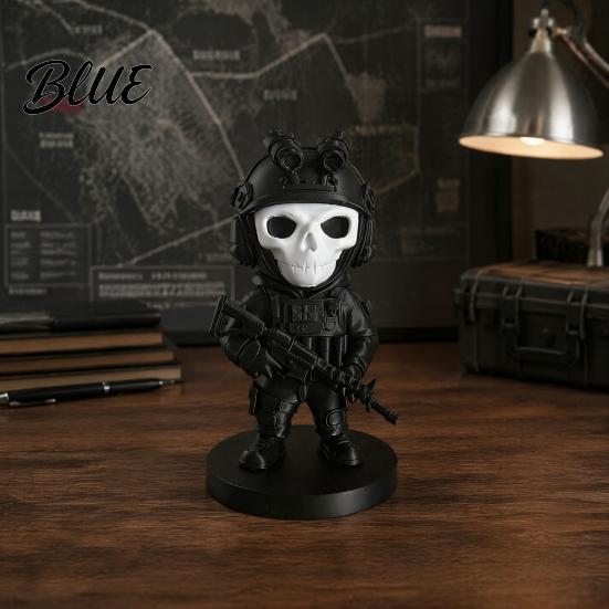 Современный Офисный Настольный Аксессуар 3D Печатная Фигурка Скелета Забавная Статуэтка Солдата с Дисплейным Элементом для Кабинета Оружие Коллекционный Орнамент для