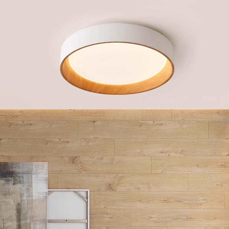 Nordic Wabi-Sabi Wood Grain LED Ceiling Lamp for Bedroom and Living Room