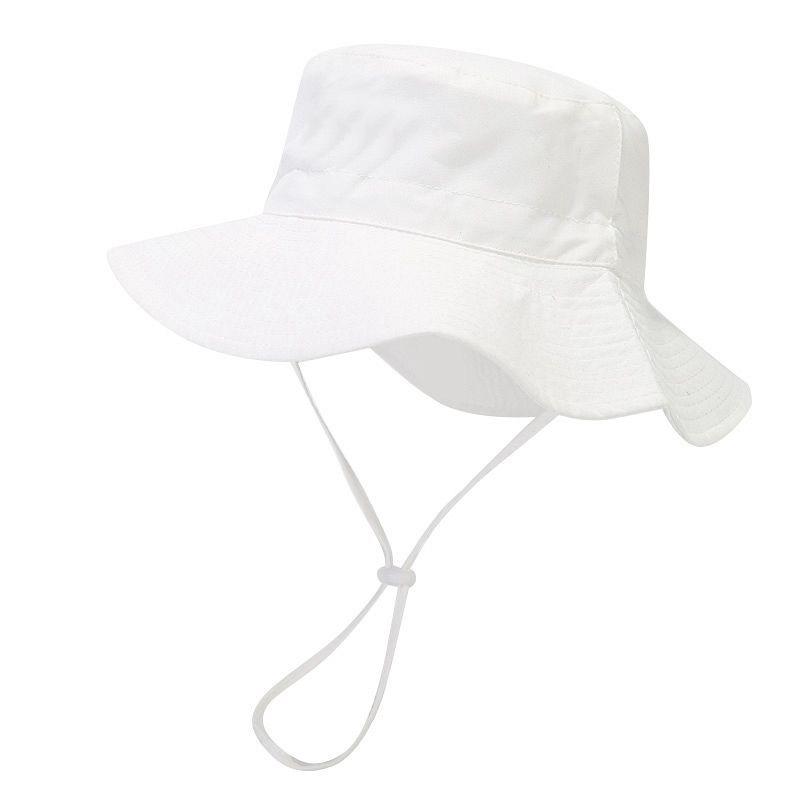 New Solid Color Kids' Bucket Hat with Windproof Rope: Breathable, Foldable, and Sun-Protective for Summer