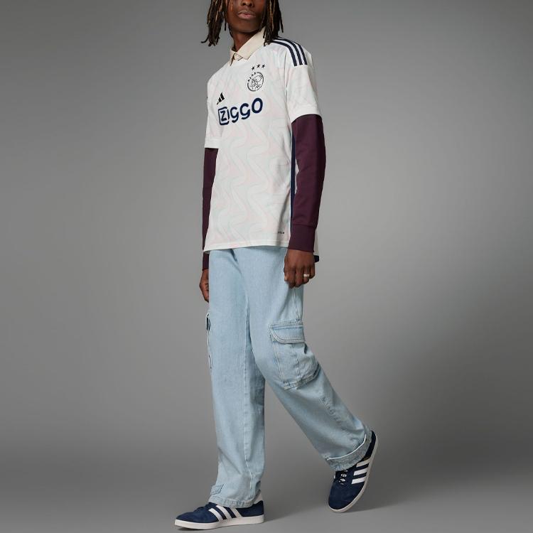 Adidas Ajax Amsterdam 23/24 Away Kit Graphic Print Short Sleeve Jersey Men Sportswear Bright-White HZ7717