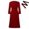 Women's Dress Spring and Autumn Temperament Elegant Pressed Pleated Commuter OL Solid Colour Plus Size Dresses
