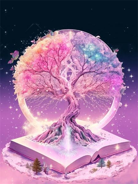 5D Diy Алмазная картина Фэнтези Дерево Вышивка Мозаика Книга Пейзаж Квадрат Круглый Домашний Декор
