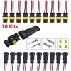 10 Kits 2 Pin Way Sealed Waterproof Electrical Wire Auto Connector Plug Car Auto Set 