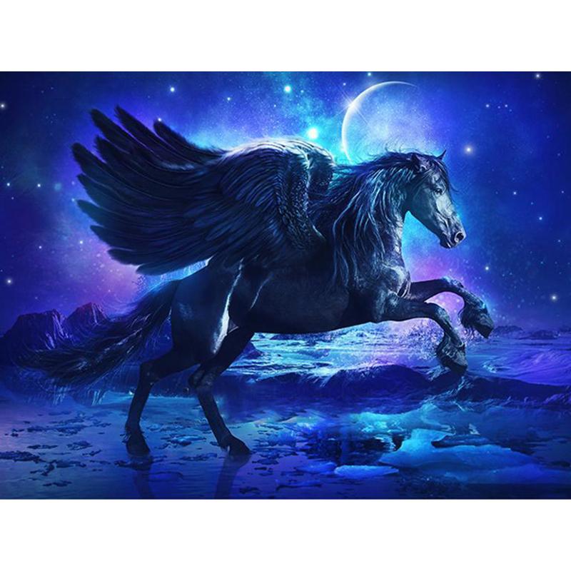 5D DIY Алмазная картина "Черная бегущая лошадь" Алмазная вышивка Крестом Мозаика Картина