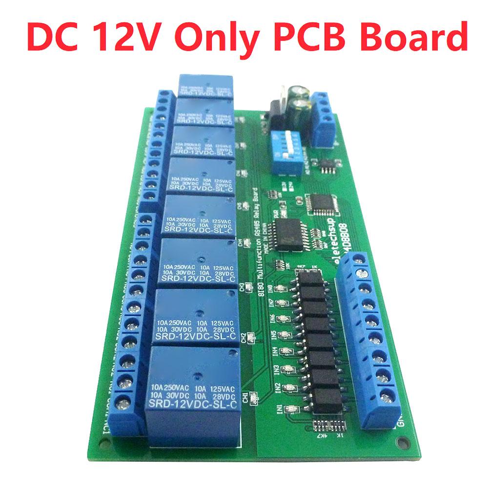 DC 12V/24V RS485 Modbus Relay Module 8 Inputs 8 Outputs Isolated Board DIN35 C45 Rail Box UART Modbus RTU Control Switch Module
