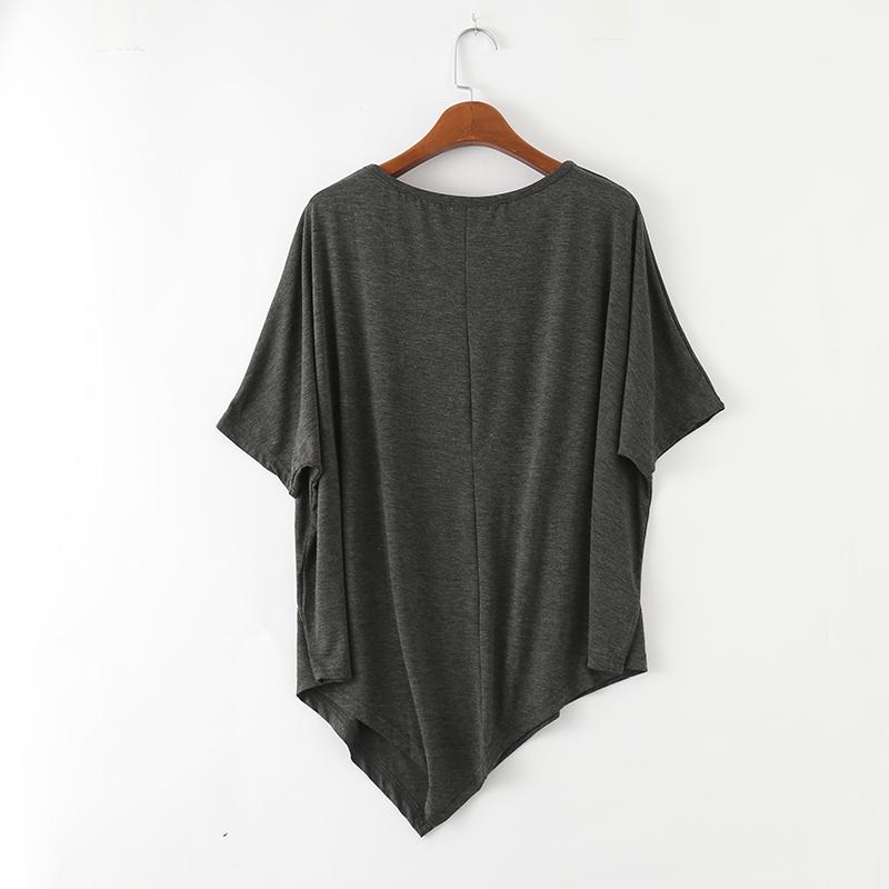 Женская модальная футболка большого размера с рукавами «летучая мышь» - Свободная, с круглым вырезом, средней длины, с коротким рукавом, летний топ