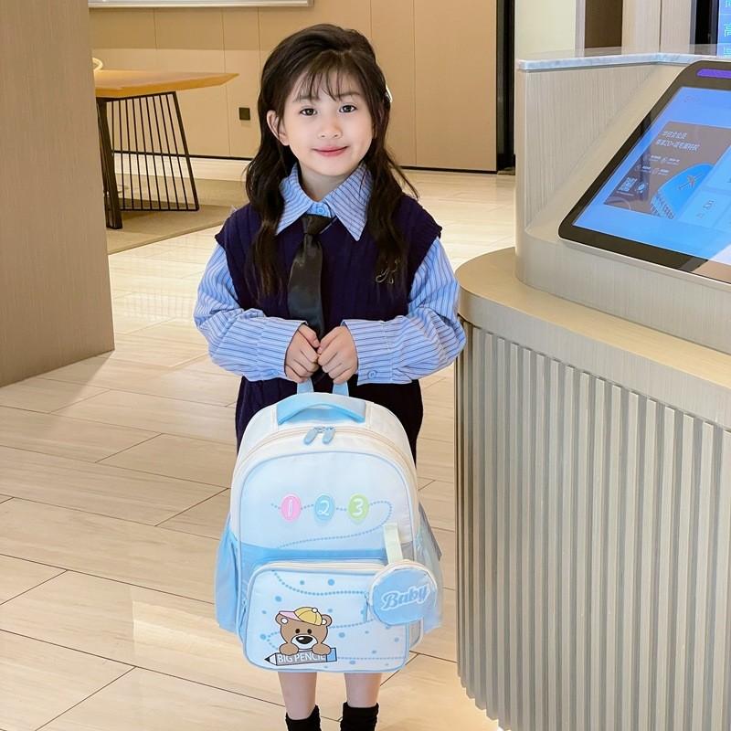 Lightweight Breathable Waterproof Large Capacity Backpack For Kids With Cute Bear Design