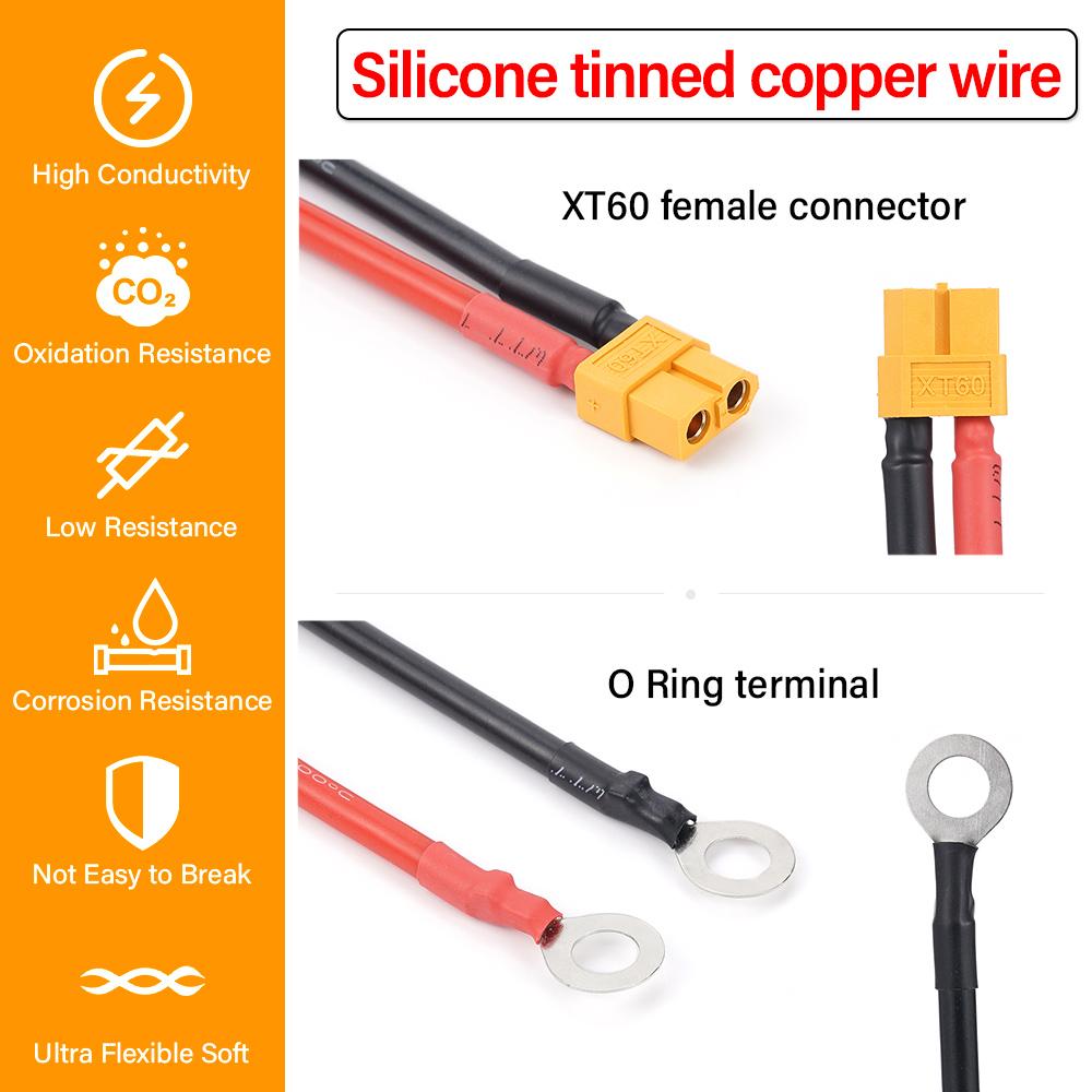 Кабель-переходник XT60 на кольцевой клеммный разъем 10AWG RC ESC Зарядное устройство Сторона питания для RC LiPo аккумулятора FPV Racing
