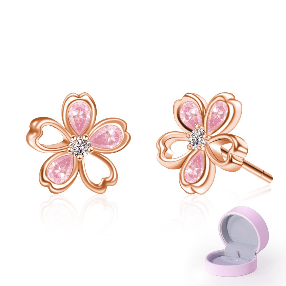 Naniwaai Earrings for Women Popular High Quality Zirconia Earrings Hypoallergenic Silver 925 Earrings 18K Brachila Plated Cute Flower Earrings Work