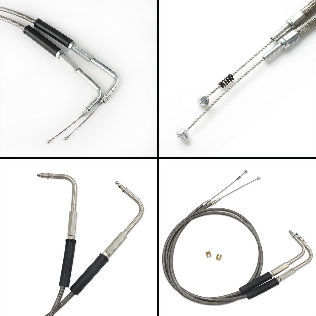 Motorcycle 42'' Throttle and Idle Cable Set for Davidson FXST FLST FLT XL 1996-UP 56579-02A Stainless Steel Idle Cable