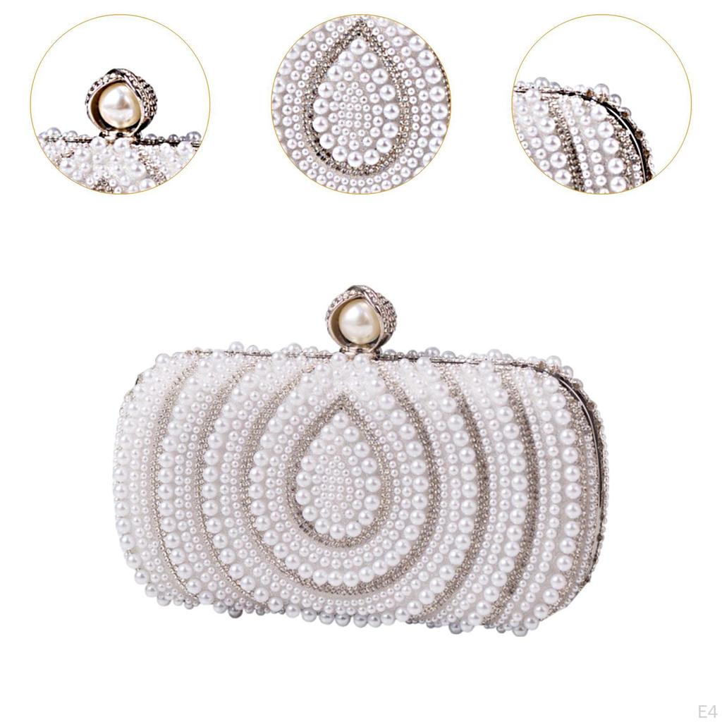 Clutch Purse Bride Handbag with Chain Formal Cocktail Party Prom Pearl Bag