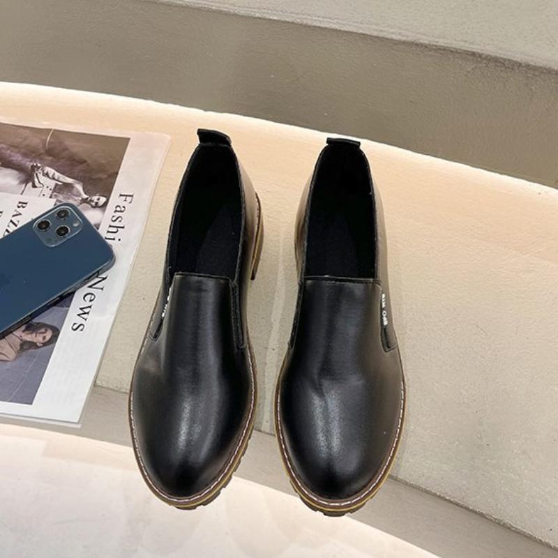 Мягкие кожаные лоферы с низкой посадкой, повседневные туфли со средним каблуком - Женская обувь