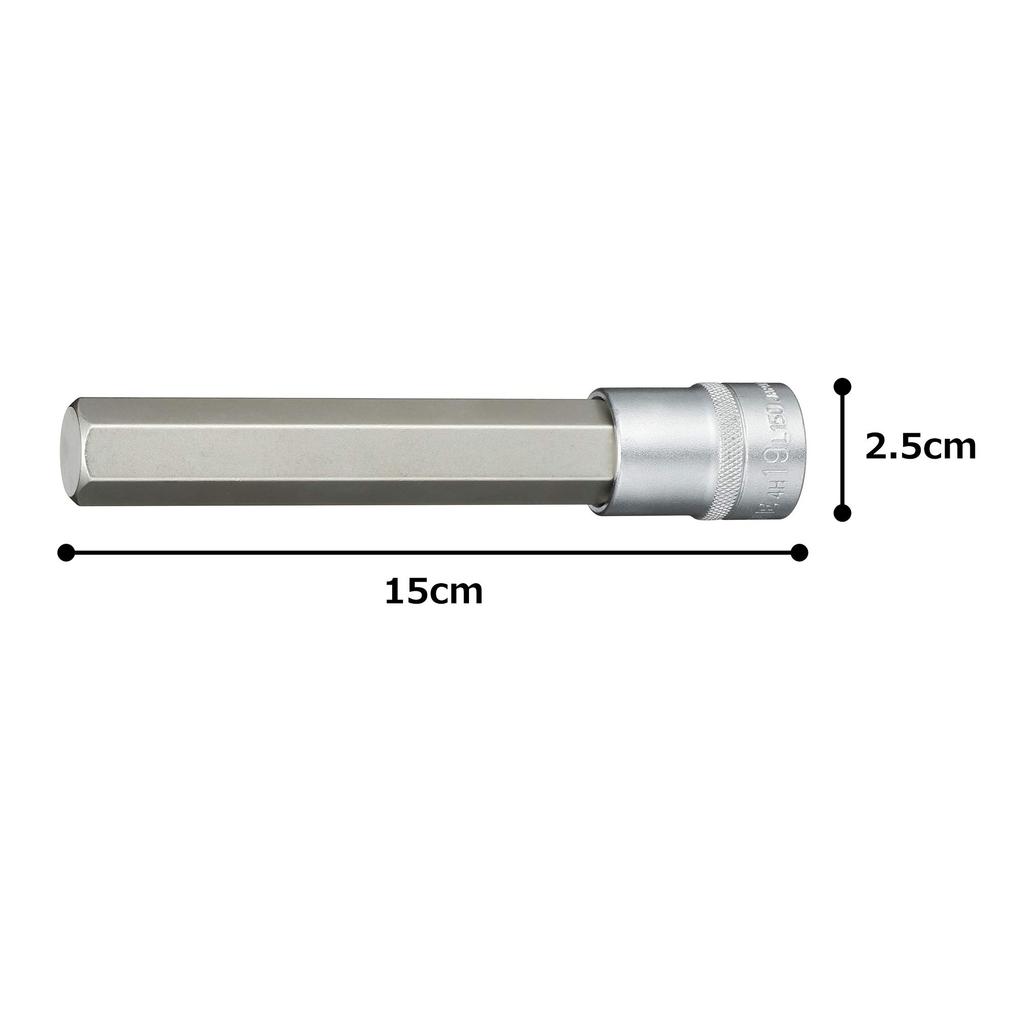 TONE Extra Long Hexagon Socket 19mm Hex Size 4H-19L150, 12.7mm (1/2") Drive,