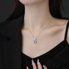 Sea Blue Topaz Necklace Female French Medieval Celebrity Style Light Luxury Square Blue Diamond Perfume Bottle Pendant Collarbone Chain