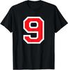 Number #9 Red Block Lettering Number Player 13th T-Shirt Style Men Women Soft Printed Clothing Streetwear Graphic T Shirts