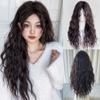 24 Inch Water Curly Wave Bangs Wig Fiber Synthetic Wig Heat-resistant Non-Glare Natural Soft Cosplay Hairpiece For Women Korean Fashion