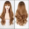 Synthetic Wig Long Natural Wavy Brown Hair Wigs with Bangs for Women Cosplay Party Lolita Heat Resistant Fiber