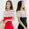 Pure Color Lace Shawl Lace Fake Collar Cape Cross Cloak Hollow Out Shawl  Spring Autumn